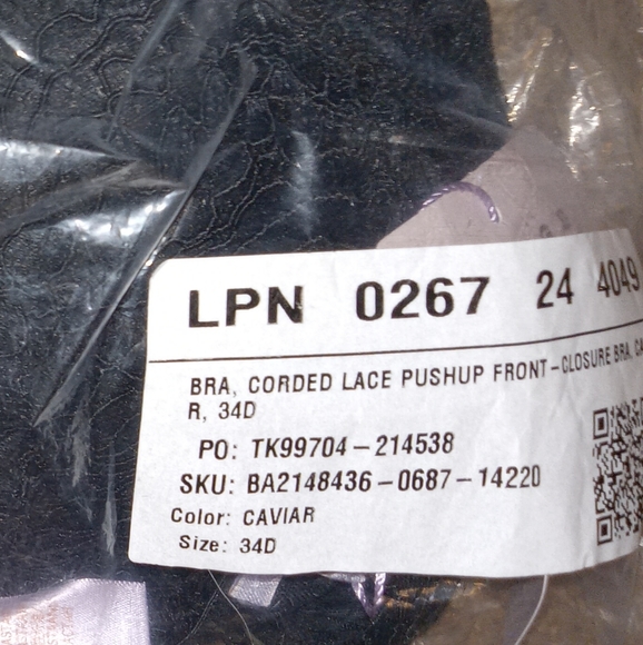 Savage "x" Fenty- Black Corded Lace Push Up front closure-34D - Picture 4 of 4